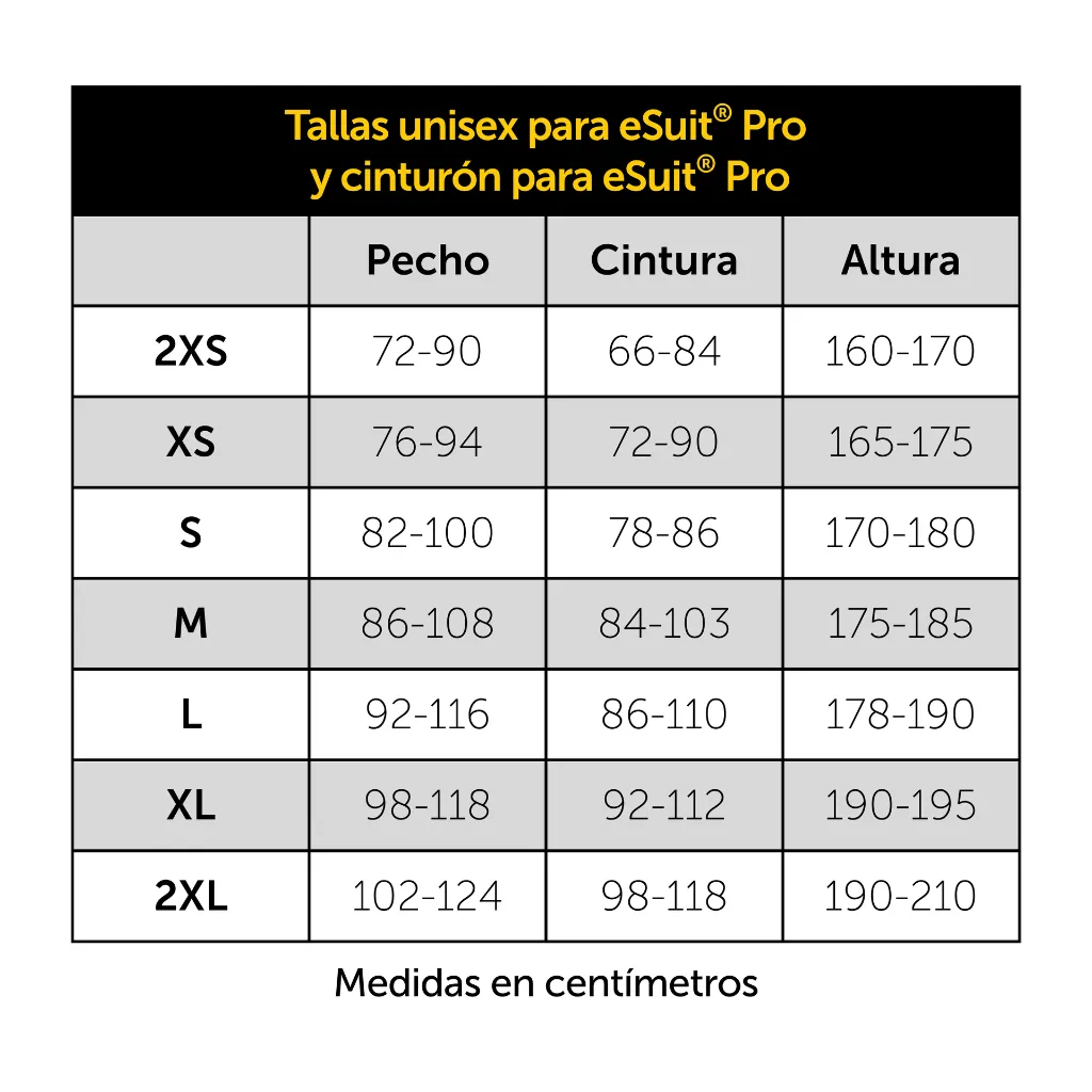 Tabla medidas eSuit® Pro.webp